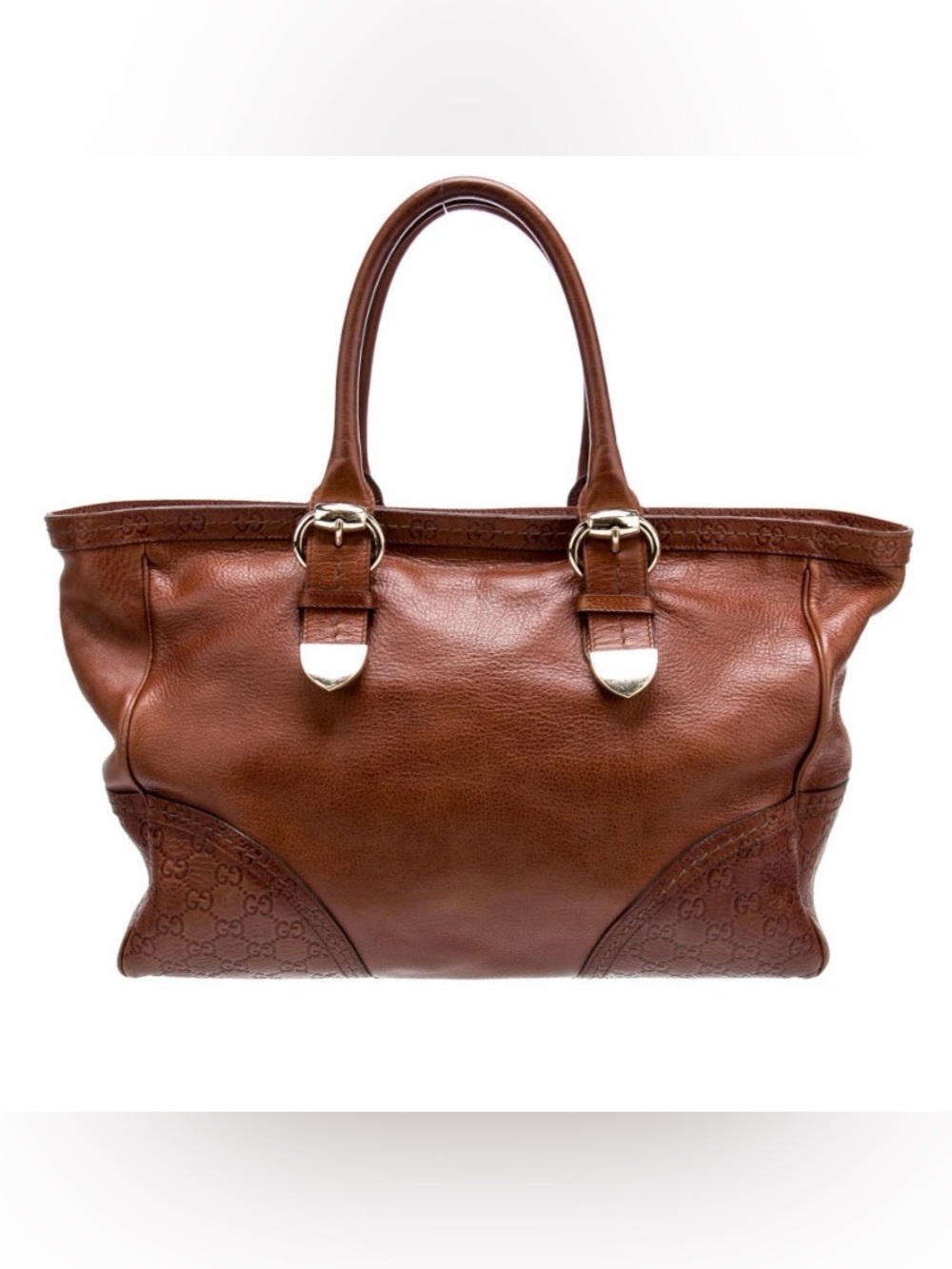Gucci Leather Cognac Brown GG Signature Signoria Large Tote - Picture 3 of 16
